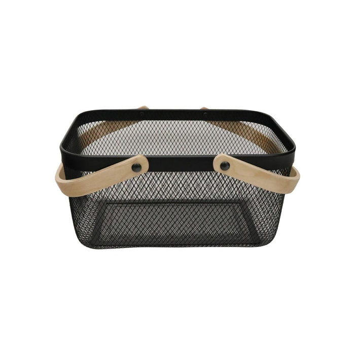 Le Forge Mesh Basket with Bamboo Handle - Black | Koop.co.nz