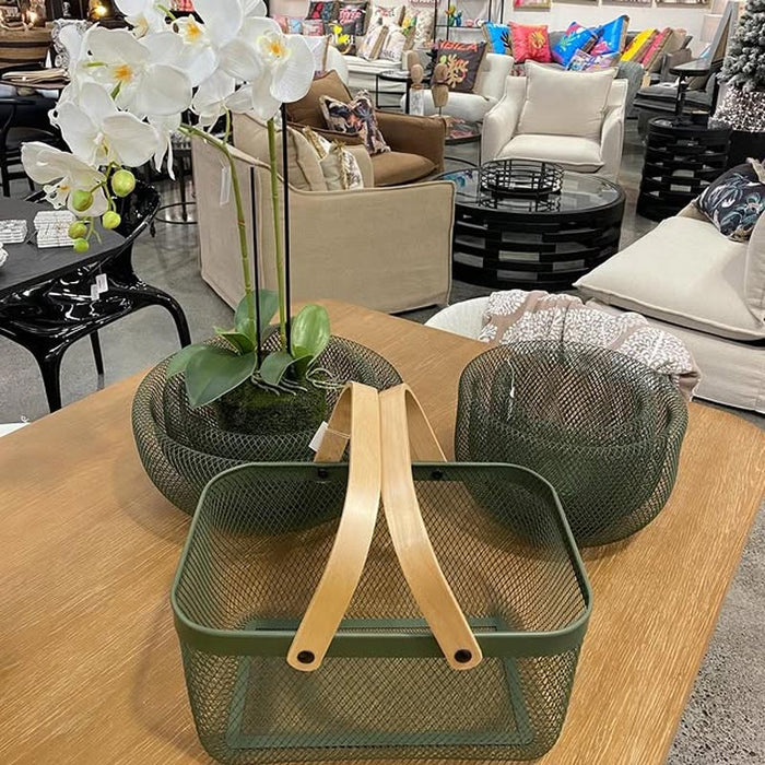 Le Forge Mesh Basket with Bamboo Handle - Green | Koop.co.nz