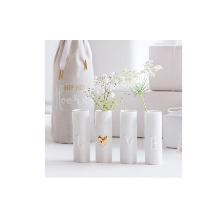 Rader Mini LOVE Vase Set/4 - Gold | Koop.co.nz