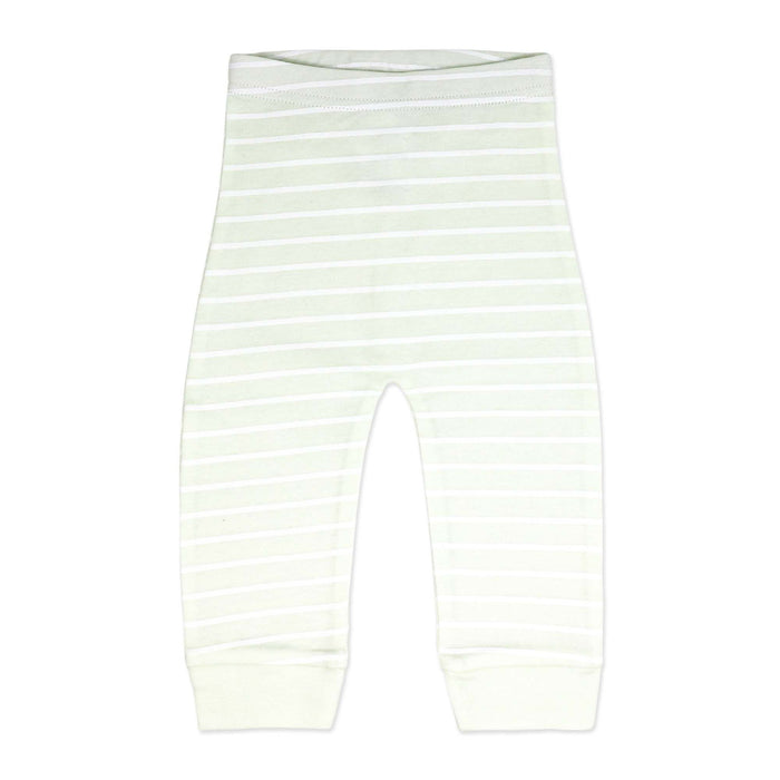 Mint Green Striped 100% Cotton Baby Pajama Pants – Soft Elastic Waist Sleep Bottoms