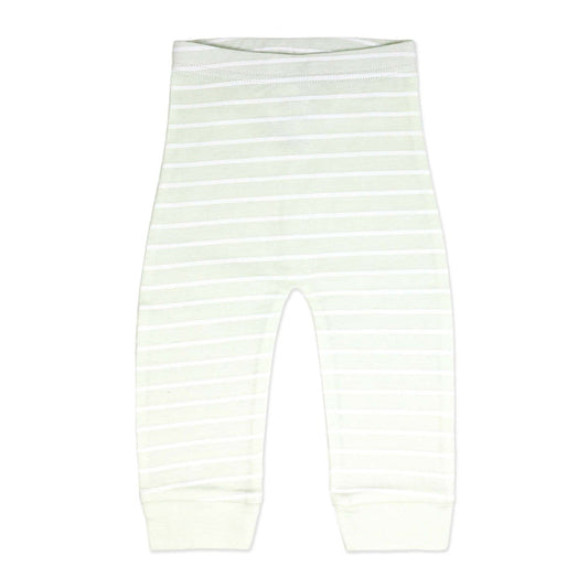 Mint Green Striped 100% Cotton Baby Pajama Pants – Soft Elastic Waist Sleep Bottoms