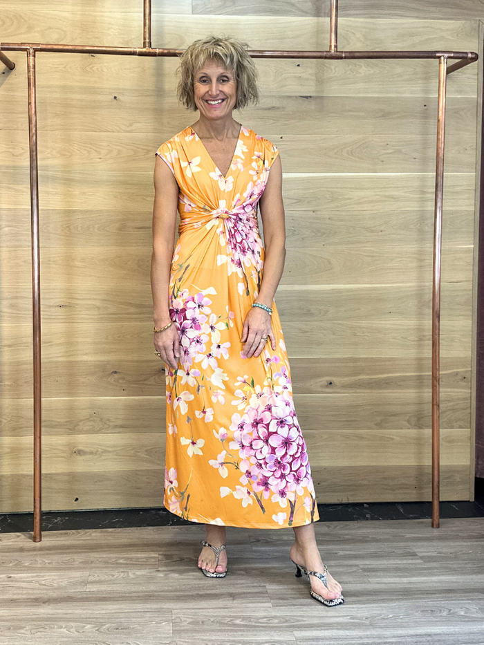 Miss Lagotte Printed Maxi Dress Orange