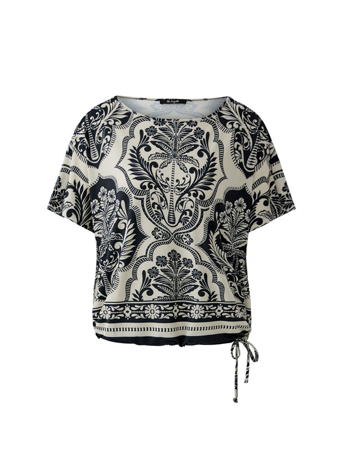 Miss Lagotte Printed Top Black & Camel