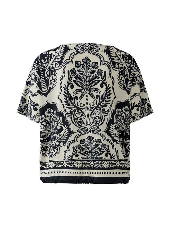 Miss Lagotte Printed Top Black & Camel