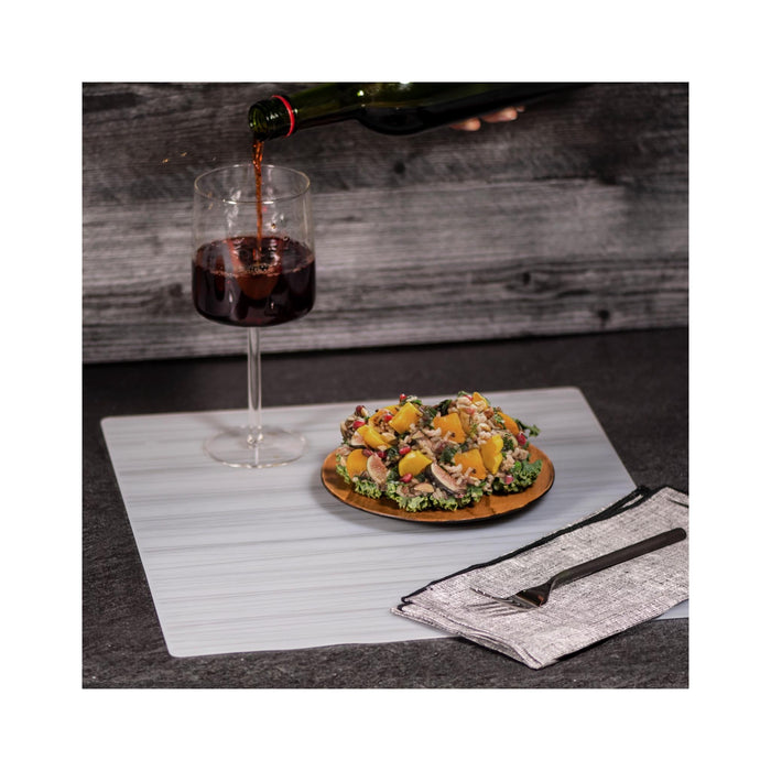 Modern Twist Silicone Placemat -  Silver Stream - in use