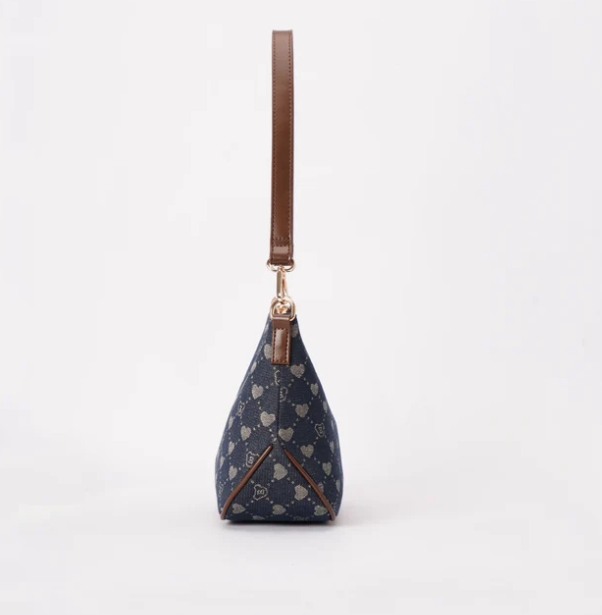 MOON-BLV-DENIM | B-Loved Bear Denim Blue Moon-Shaped Underarm Handbag