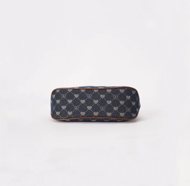 MOON-BLV-DENIM | B-Loved Bear Denim Blue Moon-Shaped Underarm Handbag