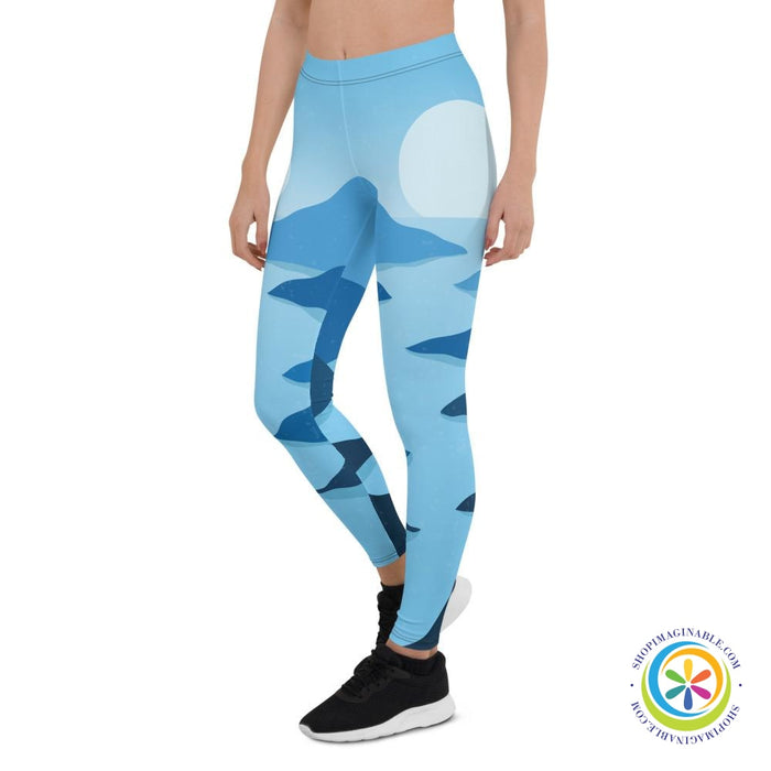 Moon On The River Abstract Art Leggings-ShopImaginable.com