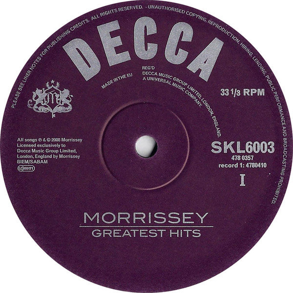 Morrissey - Greatest Hits (LP) [UK & Europe] 2008 RP (Very Good Plus (VG+))
