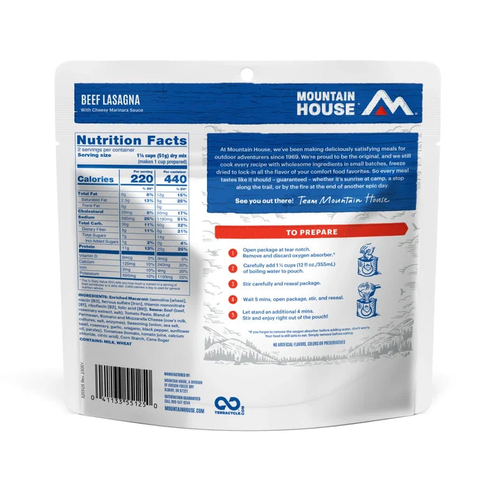 Mountain House Beef Lasagna Pouch (CLEARANCE)
