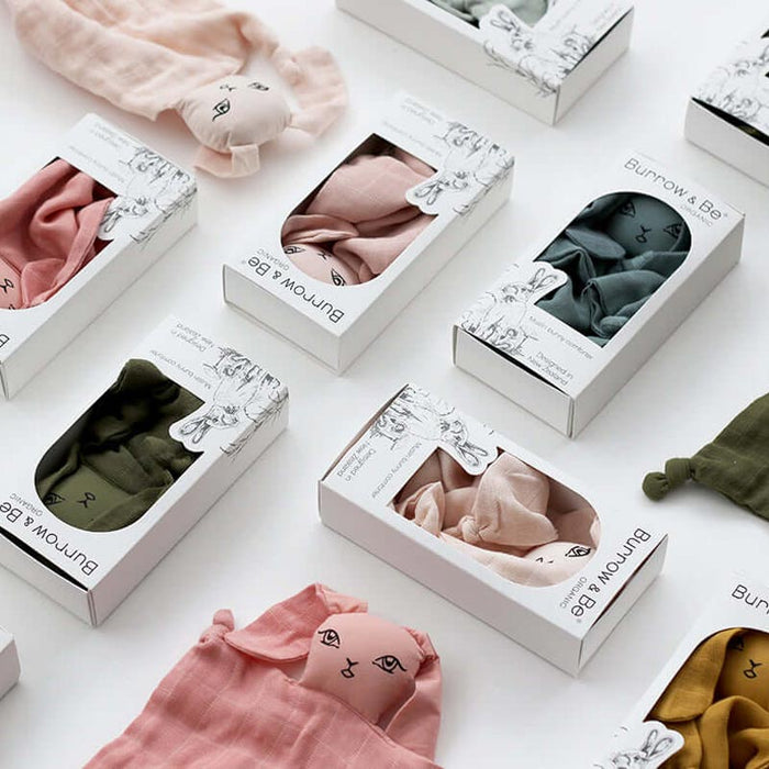 Burrow & Be Muslin Bunny Baby Comforter - Storm | Koop.co.nz