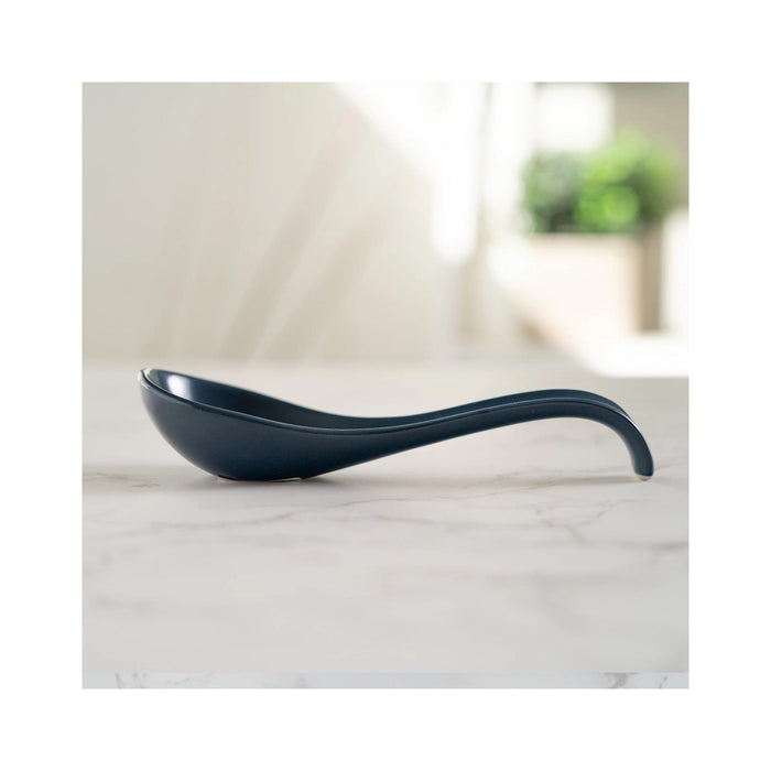 Navy Porcelain Soup Spoon - profile