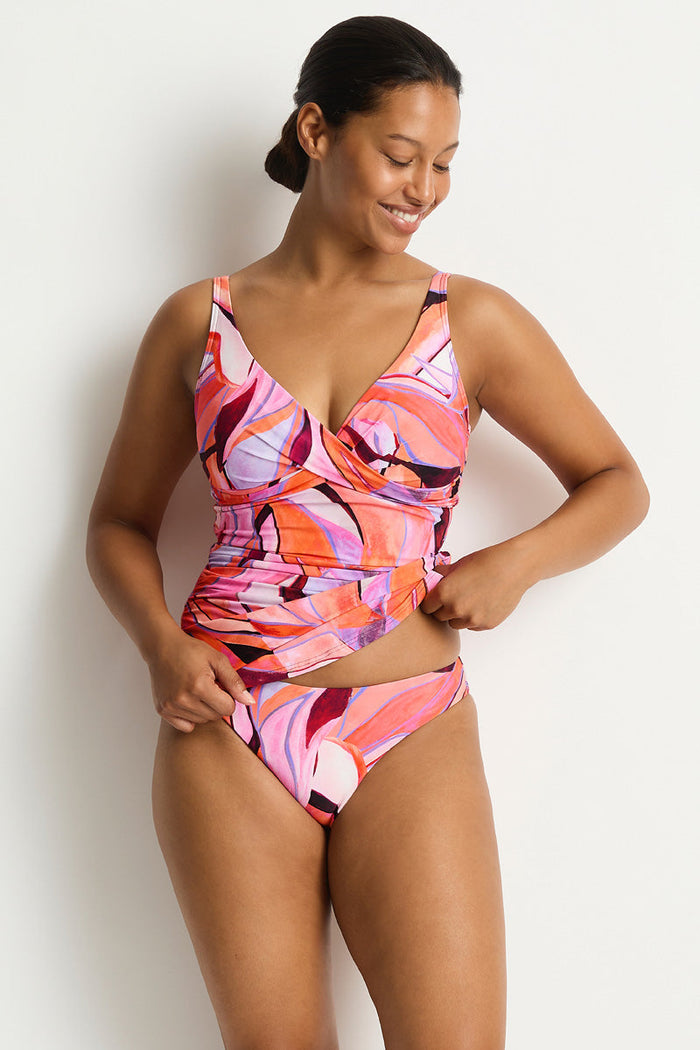Neon Wave Cross Front Tankini