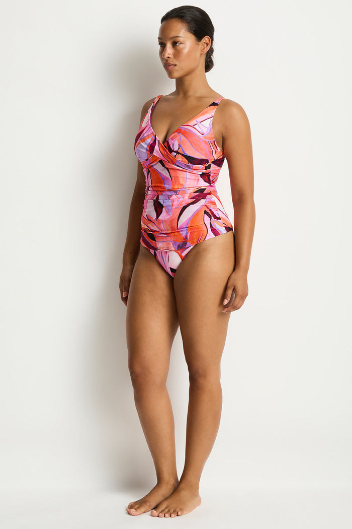 Neon Wave Cross Front Tankini