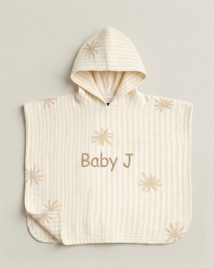 New Hooded Poncho Muslin | Summer Stripes Yellow