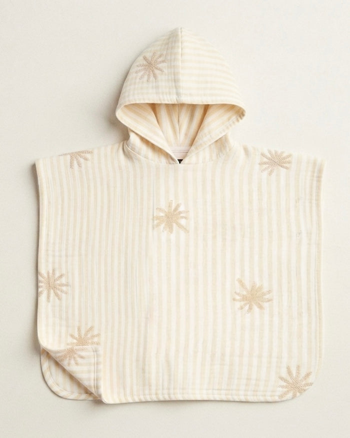 New Hooded Poncho Muslin | Summer Stripes Yellow