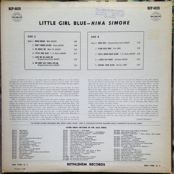 Nina Simone - Little Girl Blue (LP) [US] 1st (Good Plus (G+))