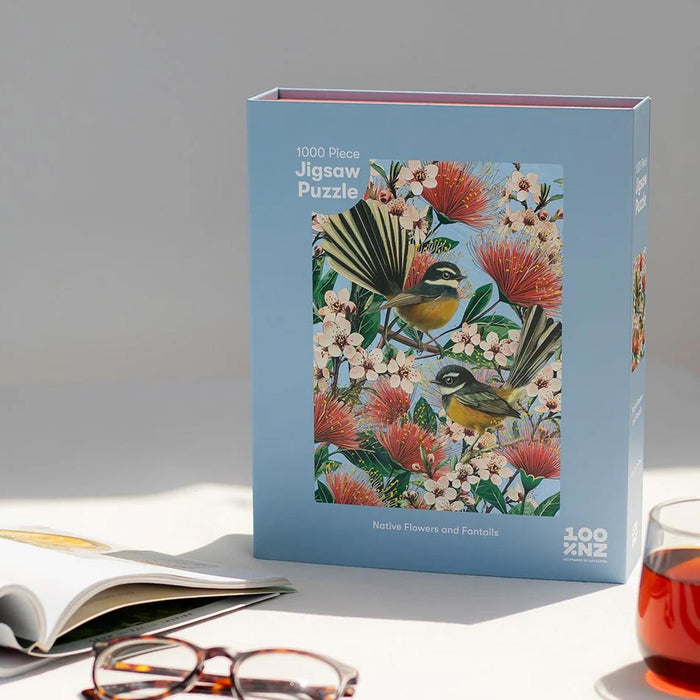 100% New Zealand NZ Native Flowers & Fantails Jigsaw Puzzle (1000pc) | Koop.co.nz