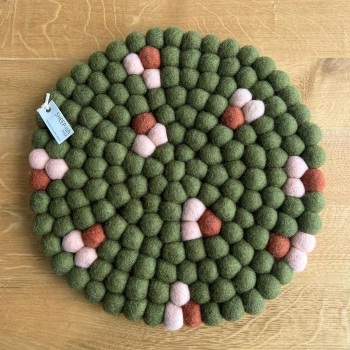 Sheepish Design NZ Wool Pot Stand / Trivet – Blossom Moss (26cm) | Koop.co.nz