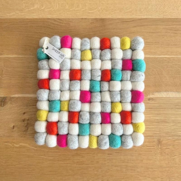 Sheepish Design NZ Wool Square Pot Stand / Trivet – Candy (21cm) | Koop.co.nz