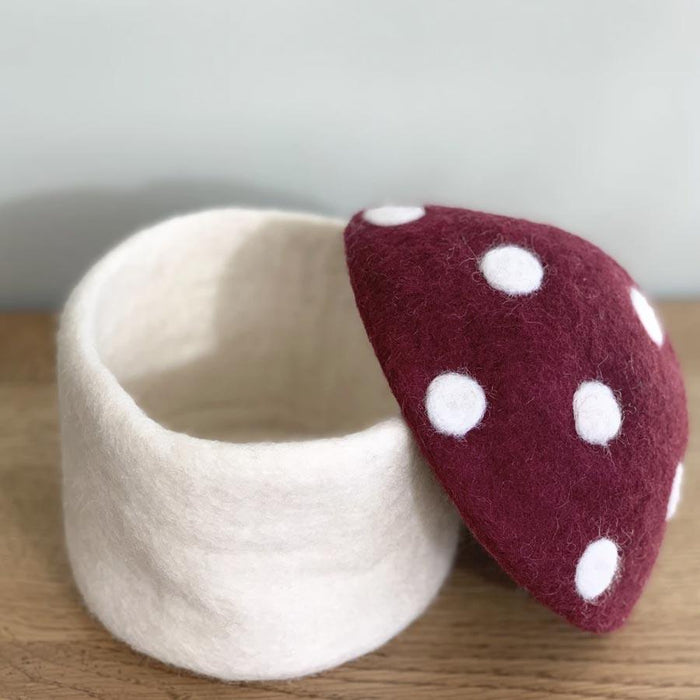 Sheepish Design NZ Wool Toadstool Storage Box - Medium Mulbery | Koop.co.nz