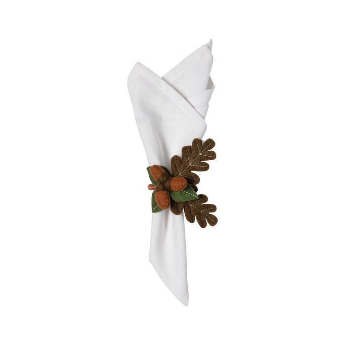 Oak & Acorn Felt Napkin Ring - in use