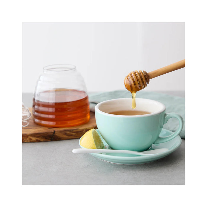 Olive Wood Honey Dipper - in use