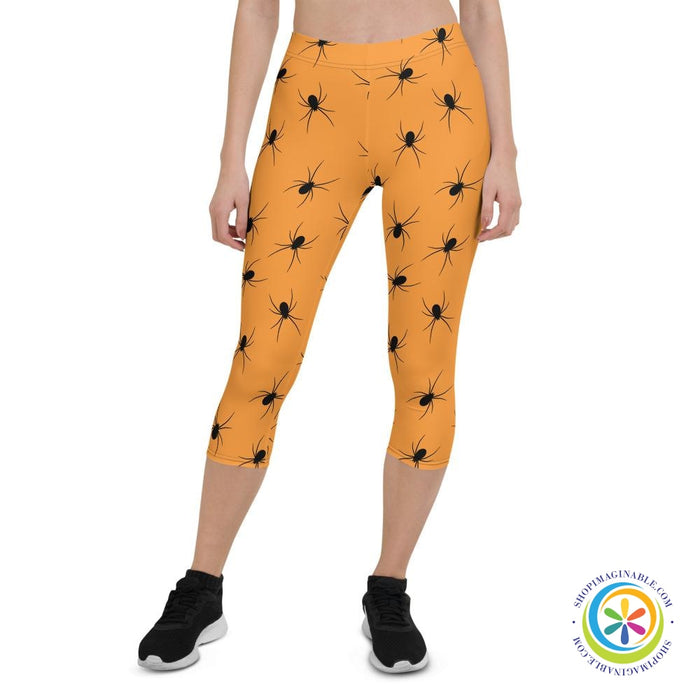 Orange Spider Capri Cropped Leggings-ShopImaginable.com