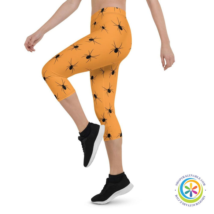 Orange Spider Capri Cropped Leggings-ShopImaginable.com