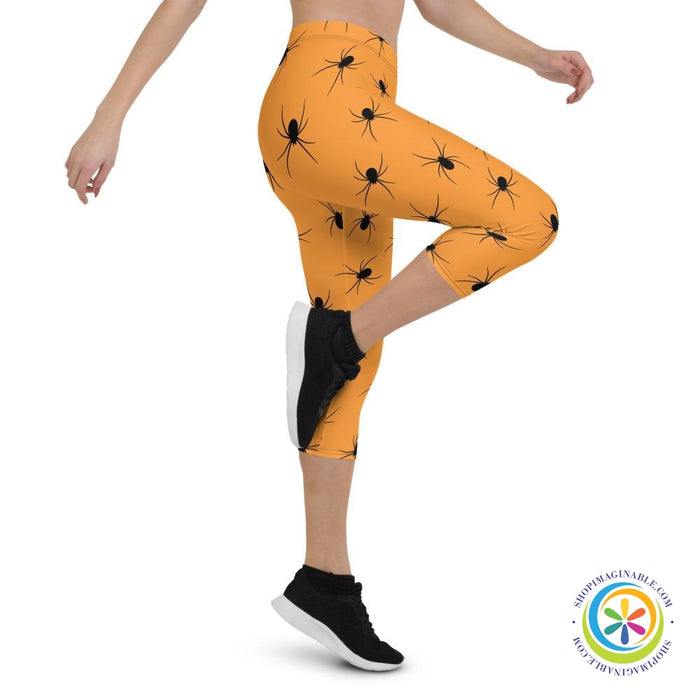 Orange Spider Capri Cropped Leggings-ShopImaginable.com