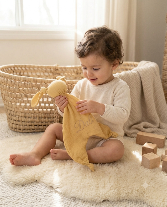 Order Muslin Toy Comforter Blanket with Name | Sunshine Pastel