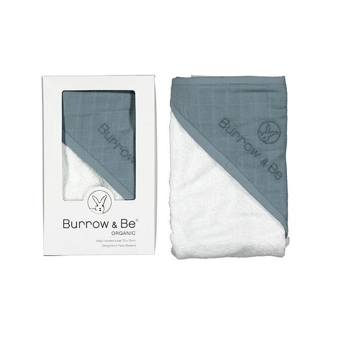 Burrow & Be Organic Cotton Baby Hooded Towel – Storm | Koop.co.nz