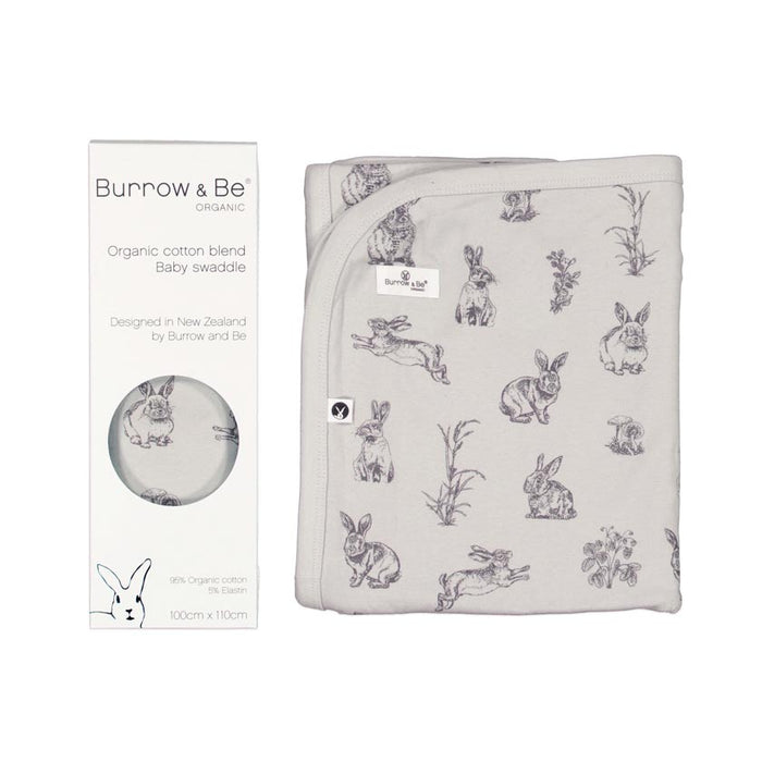 Burrow & Be Organic Cotton Baby Wrap - Grey Burrowers | Koop.co.nz
