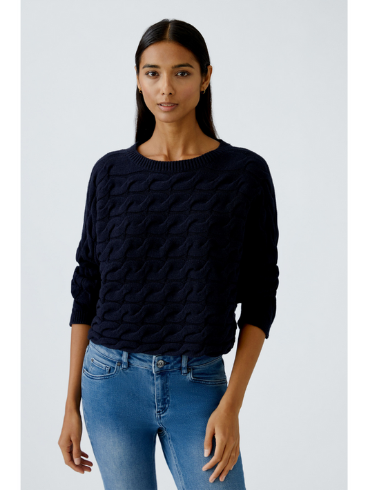 Oui Cable Knit Navy