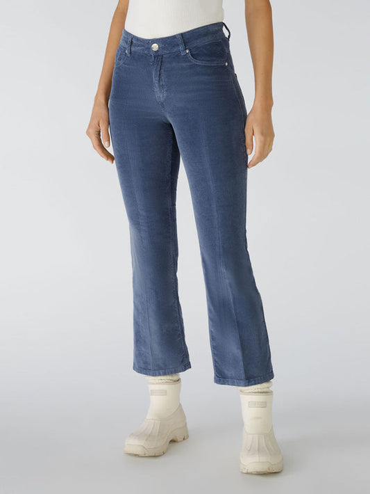 Oui Corduroy Easy Kick Trousers Vintage Indigo