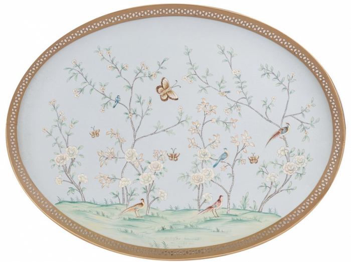 Pale Blue & Multi Colored Pierced Tray by The Enchanted Home