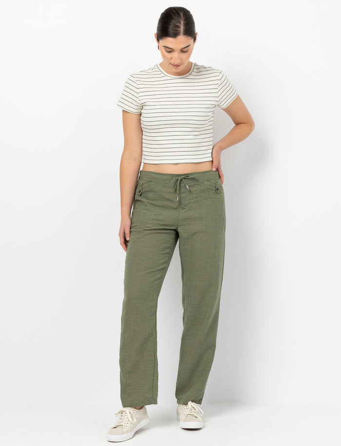 Pantalon à enfiler effet lin