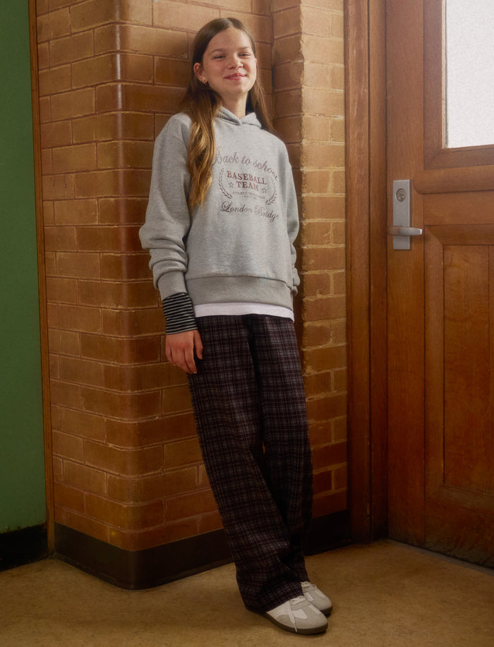Pantalon à jambe large à carreaux pour fille