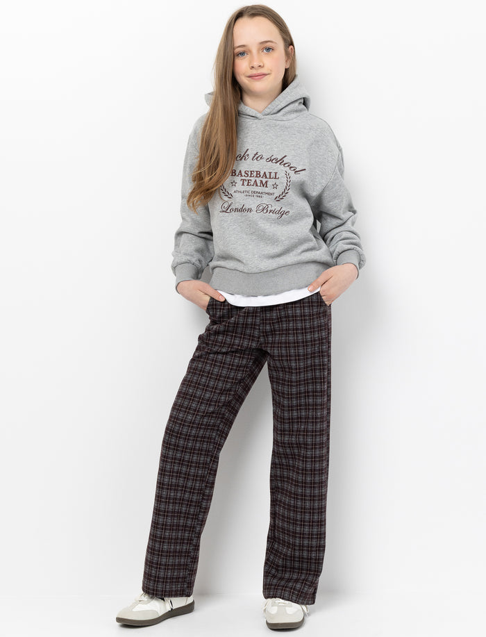 Pantalon à jambe large à carreaux pour fille