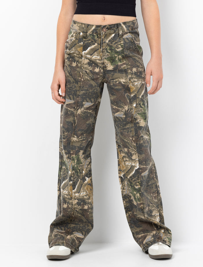 Pantalon à jambe large à motif camouflage pour ado fille