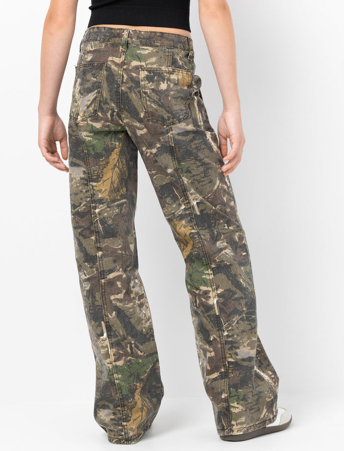 Pantalon à jambe large à motif camouflage pour ado fille