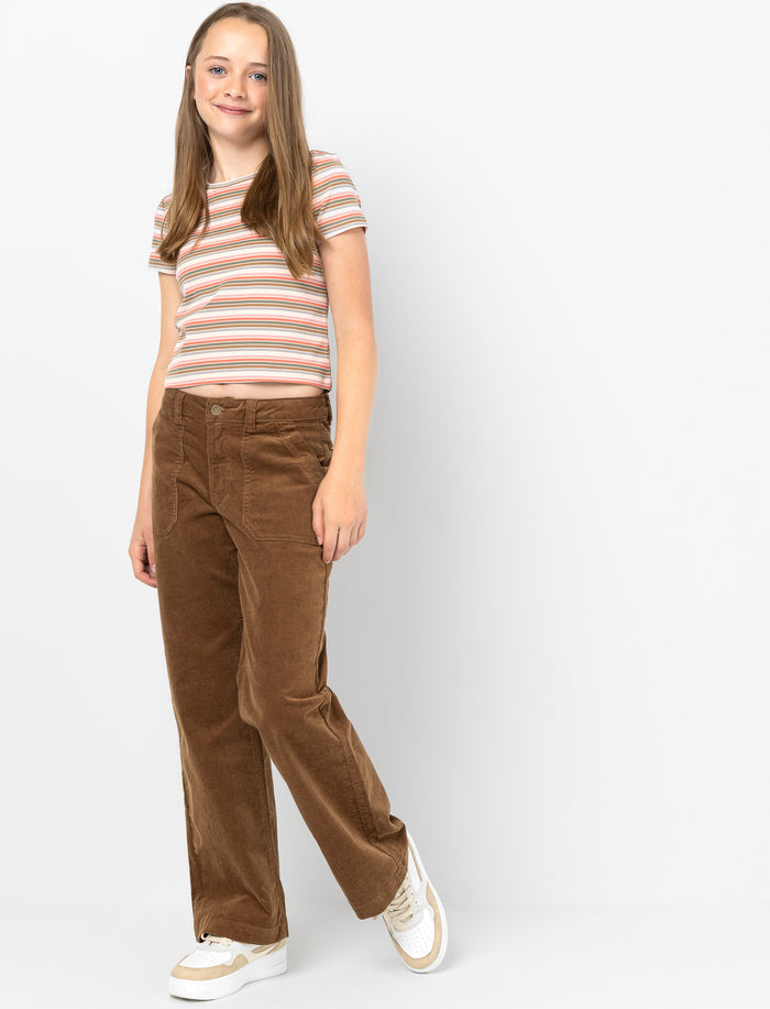 Pantalon à jambe large en velours côtelé pour fille