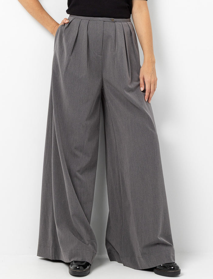Pantalon à plis jambes large
