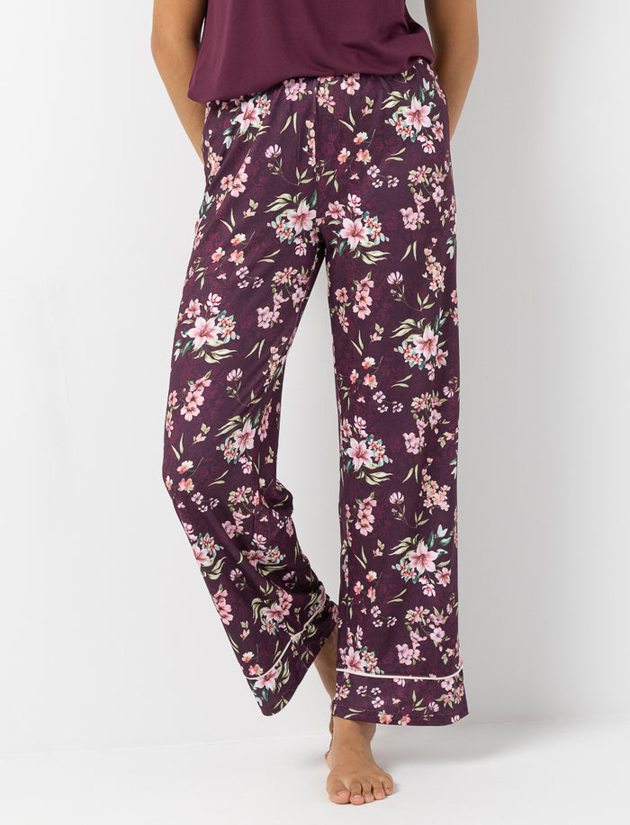 Pantalon de nuit à jambe large et imprimé floral