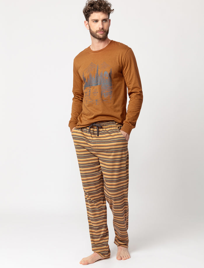 Pantalon de pyjama à rayures en coton bio
