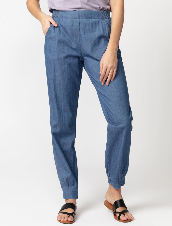 Pantalon en chambray à enfiler