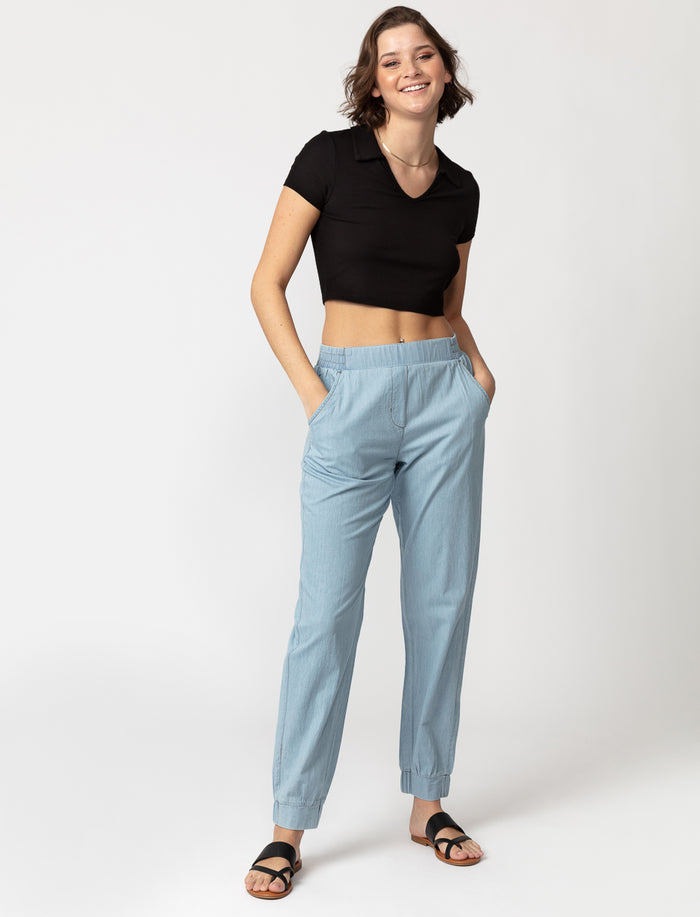 Pantalon en chambray à enfiler