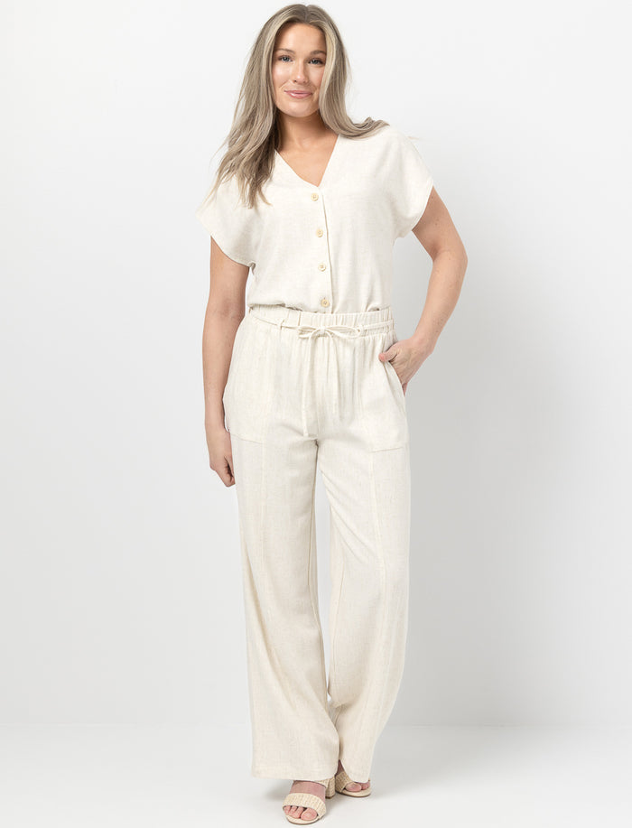 Pantalon en lin à jambes larges