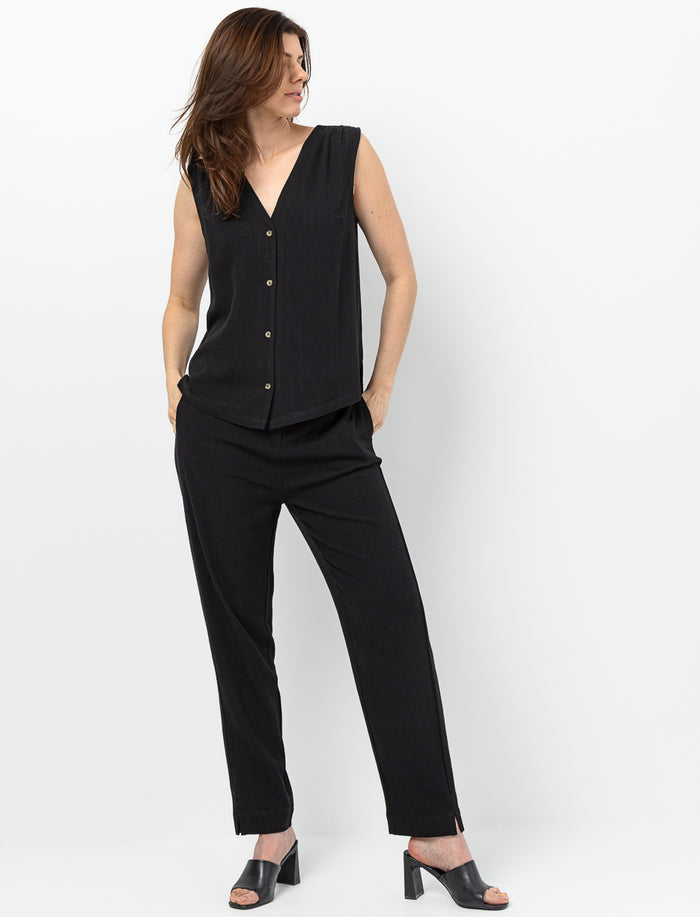 Pantalon en lin lavé coupe droite