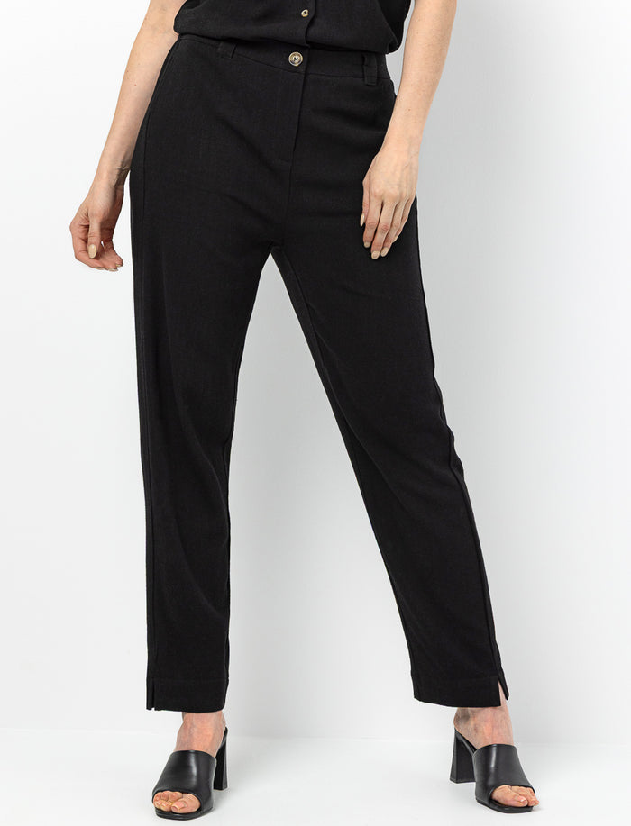 Pantalon en lin lavé coupe droite